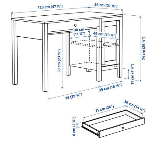 Biurko, biała bejca HEMNES 203.402.92