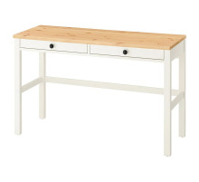 Biurko z 2 szufladami, biała bejca/jasnobrązowy HEMNES 305.349.54