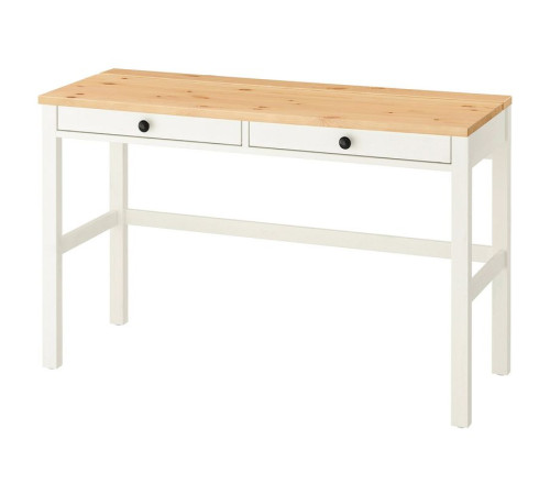 Biurko z 2 szufladami, biała bejca/jasnobrązowy HEMNES 305.349.54