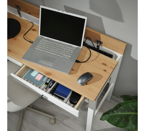 Biurko z 2 szufladami, biała bejca/jasnobrązowy HEMNES 305.349.54