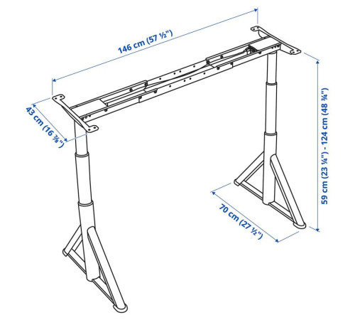 Podstawa sit/stand, blat stł, el, ciemnoszary IDÅSEN 003.207.23