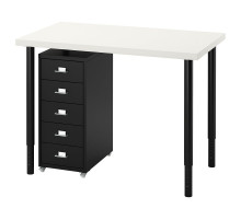 Kombinacja biurko/szafka, biały/czarny LINNMON/OLOV / HELMER 396.209.28