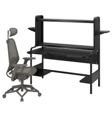 Игровой стол и стул, черно-серый FREDDE / STYRSPEL 594.913.36