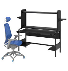 Игровой стол и стул, черно-сине-светло-серый FREDDE / STYRSPEL 694.913.31