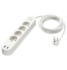 Удлинитель с 4 розетками/2 USB-портами, белый KOPPLA 003.147.41