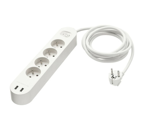 Удлинитель с 4 розетками/2 USB-портами, белый KOPPLA 003.147.41
