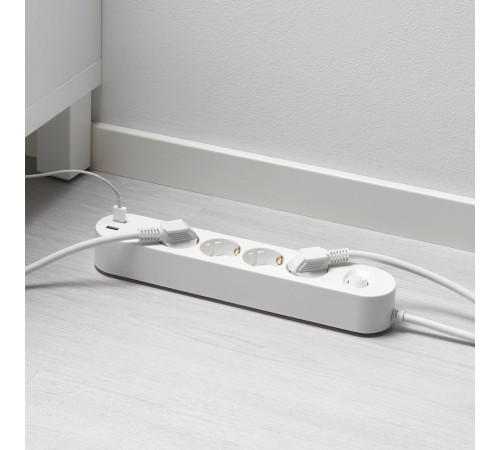 Удлинитель с 4 розетками/2 USB-портами, белый KOPPLA 003.147.41