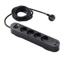 Удлинитель с 4 розетками/2 USB-портами, черный KOPPLA 004.095.79