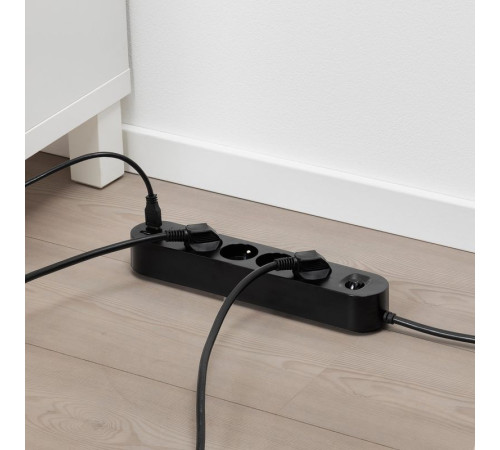 Удлинитель с 4 розетками/2 USB-портами, черный KOPPLA 004.095.79