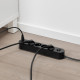 Удлинитель с 4 розетками/2 USB-портами, черный KOPPLA 004.095.79
