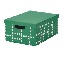 Pojemnik z pokrywką, zielony/w kropki FJÄDERHARV 206.200.99