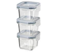 IKEA 365+ pojemnik na żywność z pokrywką, kwadrat/szkło, 180 ml