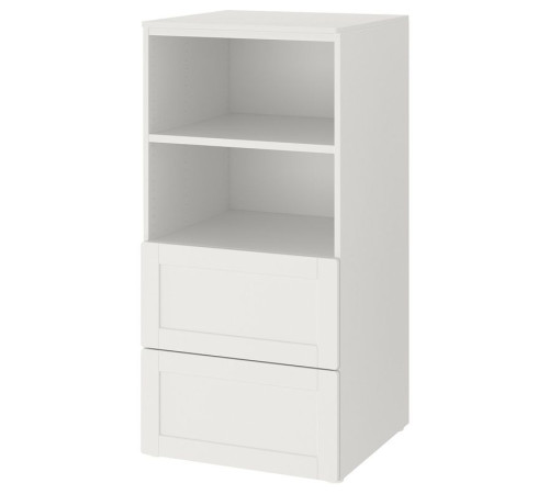 Полка, белая рама/с 2 ящиками СМОСТАД / ПЛАТСА 093.963.46