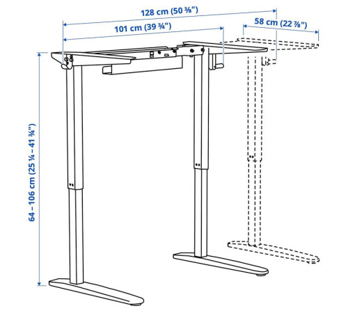 Podstawa sit/stand blatu, biały RELATERA 805.403.06