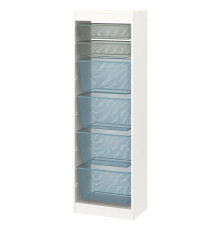 Полка с контейнерами, белая, светло-зелено-серая/серо-голубая TROFAST 195.332.39