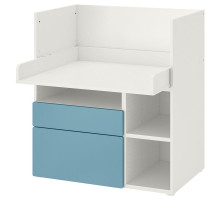Biurko, biały niebieski/z 2 szufladami SMÅSTAD 295.832.24