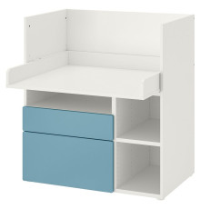 Biurko, biały niebieski/z 2 szufladami SMÅSTAD 295.832.24