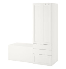 Regał, biały biała rama/z ławką SMÅSTAD / PLATSA 394.312.30