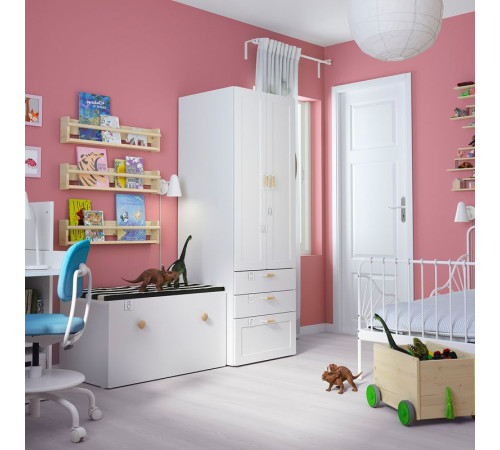 Regał, biały biała rama/z ławką SMÅSTAD / PLATSA 394.312.30