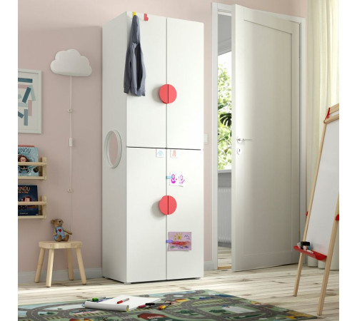 Szafa, biały biały/z 2 drążkami na ubrania SMÅSTAD 493.908.75