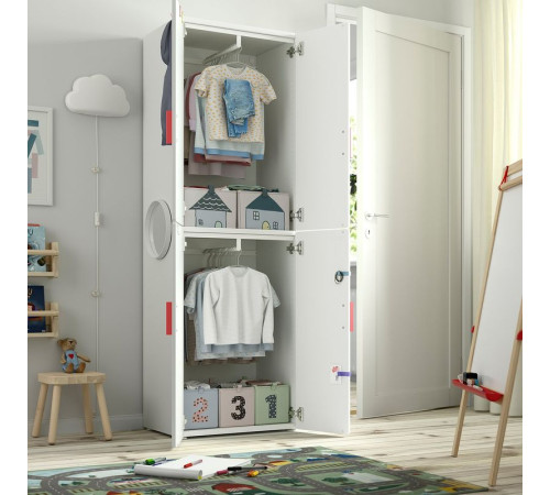 Szafa, biały biały/z 2 drążkami na ubrania SMÅSTAD 493.908.75