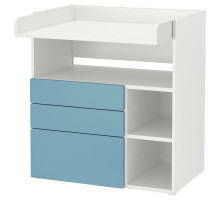 Stół do przewijania, biały niebieski/z 3 szufladami SMÅSTAD 495.827.61