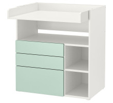 Stół do przewijania, biały jasnozielony/z 3 szufladami SMÅSTAD 595.827.65