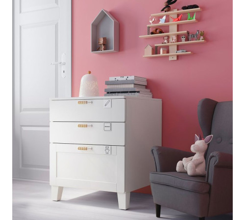 Komoda, 3 szuflady, biały biały/biała rama SMÅSTAD / PLATSA 793.875.84