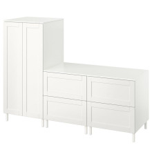 Шкаф, белый, с белым каркасом и двумя комодами SMÅSTAD / PLATSA 894.850.32
