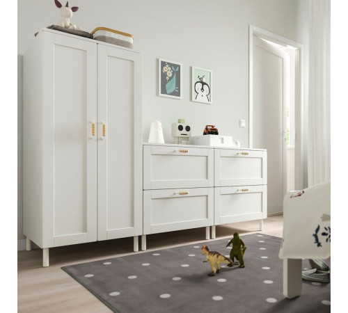 Szafa, biały biała rama/z 2 komodami SMÅSTAD / PLATSA 894.850.32