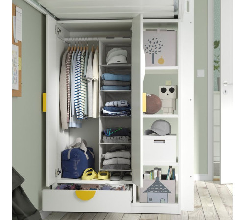 Łóżko na antresoli, biały niebieski/z biurkiem z 3 szufladami SMÅSTAD 895.420.23