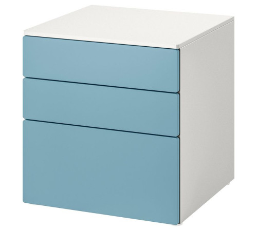 Komoda, 3 szuflady, biały/niebieski SMÅSTAD / PLATSA 895.429.28