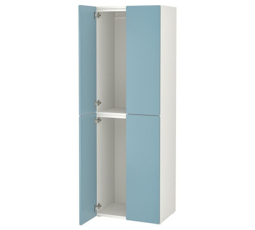 Szafa, biały niebieski/z 2 drążkami na ubrania SMÅSTAD / PLATSA 995.489.77