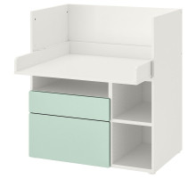 Biurko, biały jasnozielony/z 2 szufladami SMÅSTAD 995.831.93