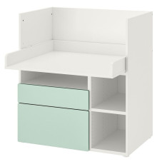 Biurko, biały jasnozielony/z 2 szufladami SMÅSTAD 995.831.93