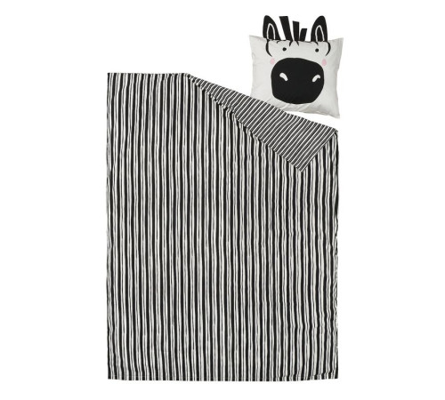 Poszwa na kołdrę i poszewka, czarny biały/zebra NATTHÄGER 405.953.10