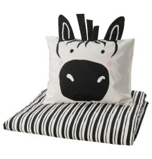 Poszwa na kołdrę i poszewka, czarny biały/zebra NATTHÄGER 405.953.10