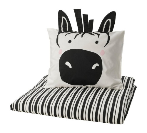 Poszwa na kołdrę i poszewka, czarny biały/zebra NATTHÄGER 405.953.10