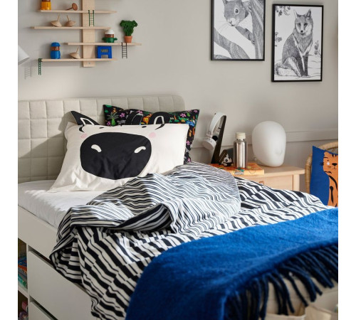 Poszwa na kołdrę i poszewka, czarny biały/zebra NATTHÄGER 405.953.10
