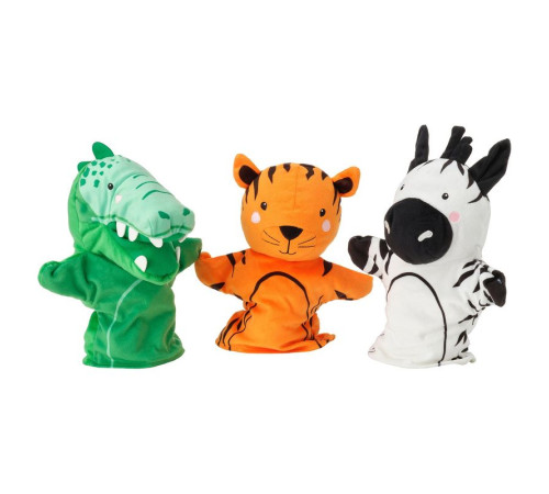 3-elementowy zestaw pacynek, Krokodyl zebra/tygrys wielobarwny NATTHÄGER 205.972.54