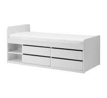 Кровать с выдвижными ящиками, белая SLÄKT 292.919.56