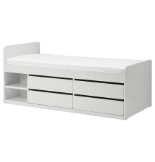 Кровать с выдвижными ящиками, белая SLÄKT 292.919.56