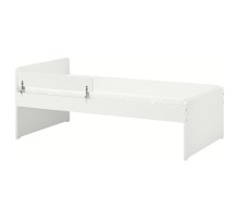 Rama łóżka z barierką ochronną+dno, biały SLÄKT / NATTAPA 695.638.89