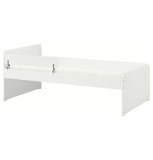 Rama łóżka z barierką ochronną+dno, biały SLÄKT / NATTAPA 695.638.89