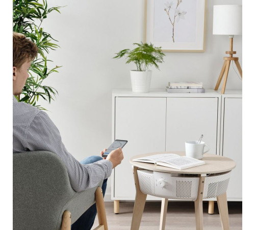 Stół z oczyszczaczem powietrza, bejcowana okleina dębowa/biały smart STARKVIND 804.619.45