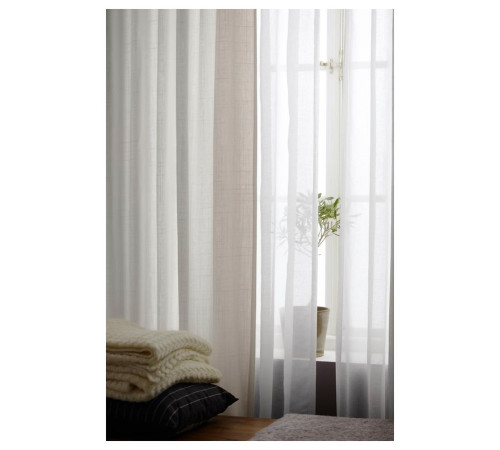 Zasłona z wiązaniem, 2 szt., biały/z oczkami RITVA 206.336.95