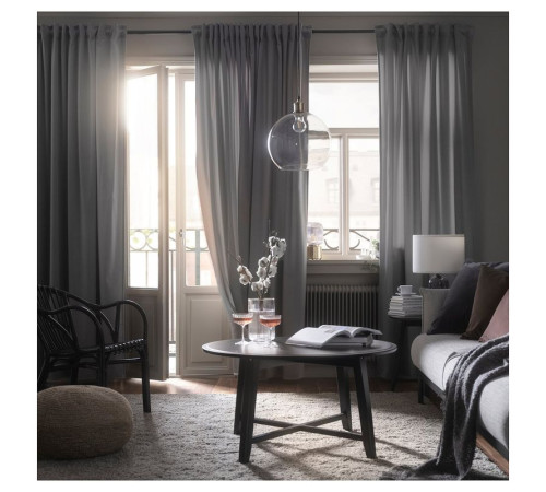 Zasłona, 2 szt., szary/na taśmie SANDSVINGEL 505.322.61
