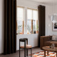 Zasłona, 2 szt., ciemnobrązowy/z oczkami SANELA 606.315.57