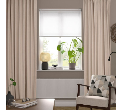 Zasłona, 2 szt., jasnobeżowy/na taśmie SANELA 706.314.39