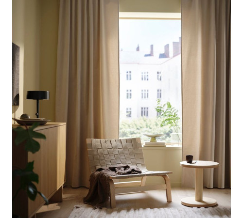 Zasłona, 2 szt., jasnobeżowy/na taśmie SANELA 706.314.39
